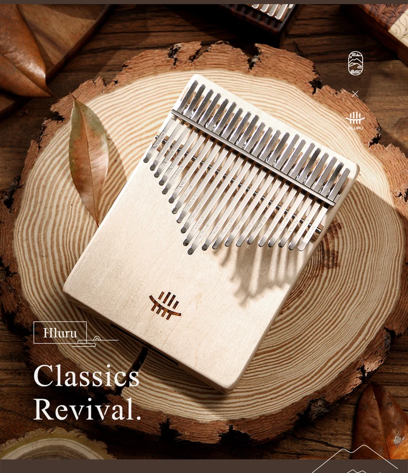 Hluru Hollow Kalimba Bottom Hole 17/21 Key Thumb Piano Maple/Acacia/Walnut/Rosewood