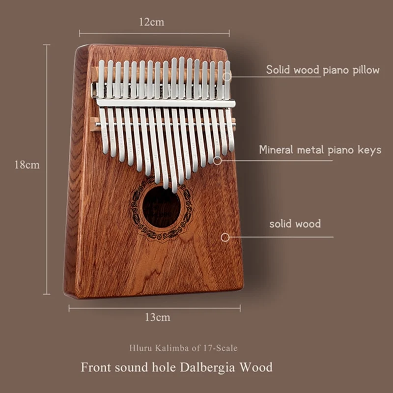 Hluru 17 Key Hollow Dalbergia Wood Kalimba Thumb Piano