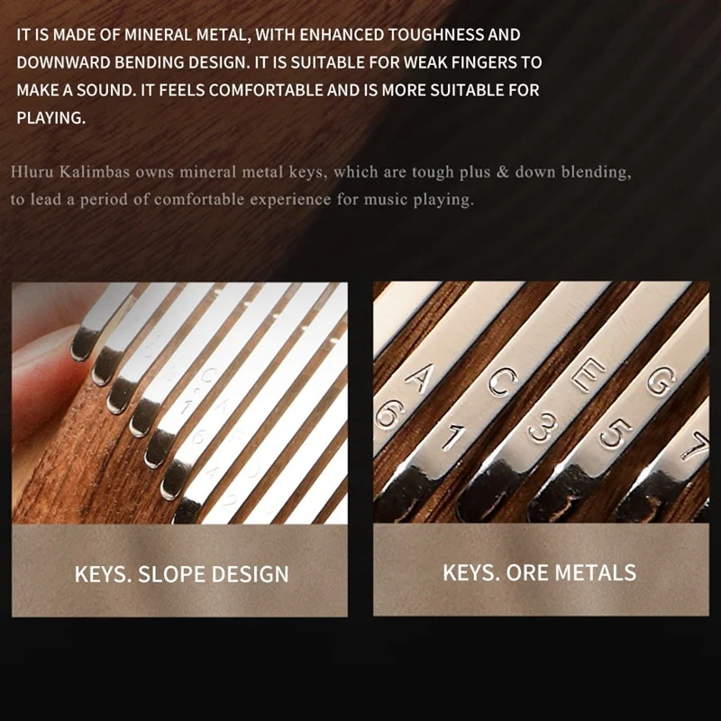 Hluru 17 Key Hollow Dalbergia Wood Kalimba Thumb Piano