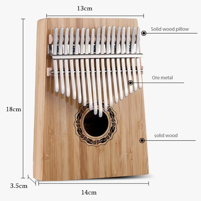 Hluru 17-Key Bamboo Hollow Kalimba Finger Thumb Piano