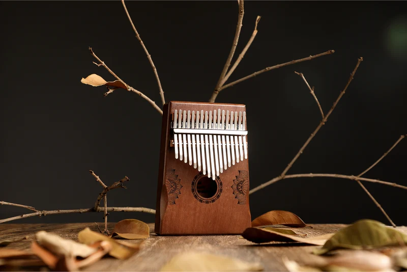 Hluru Huashu 17 Key Hollow Kalimba Lotus Mahogany Wood Thumb Piano