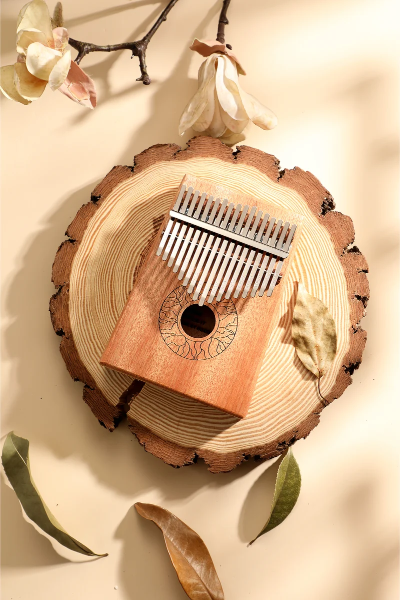Hluru Huashu 17 Key Hollow Kalimba Lotus Mahogany Wood Thumb Piano