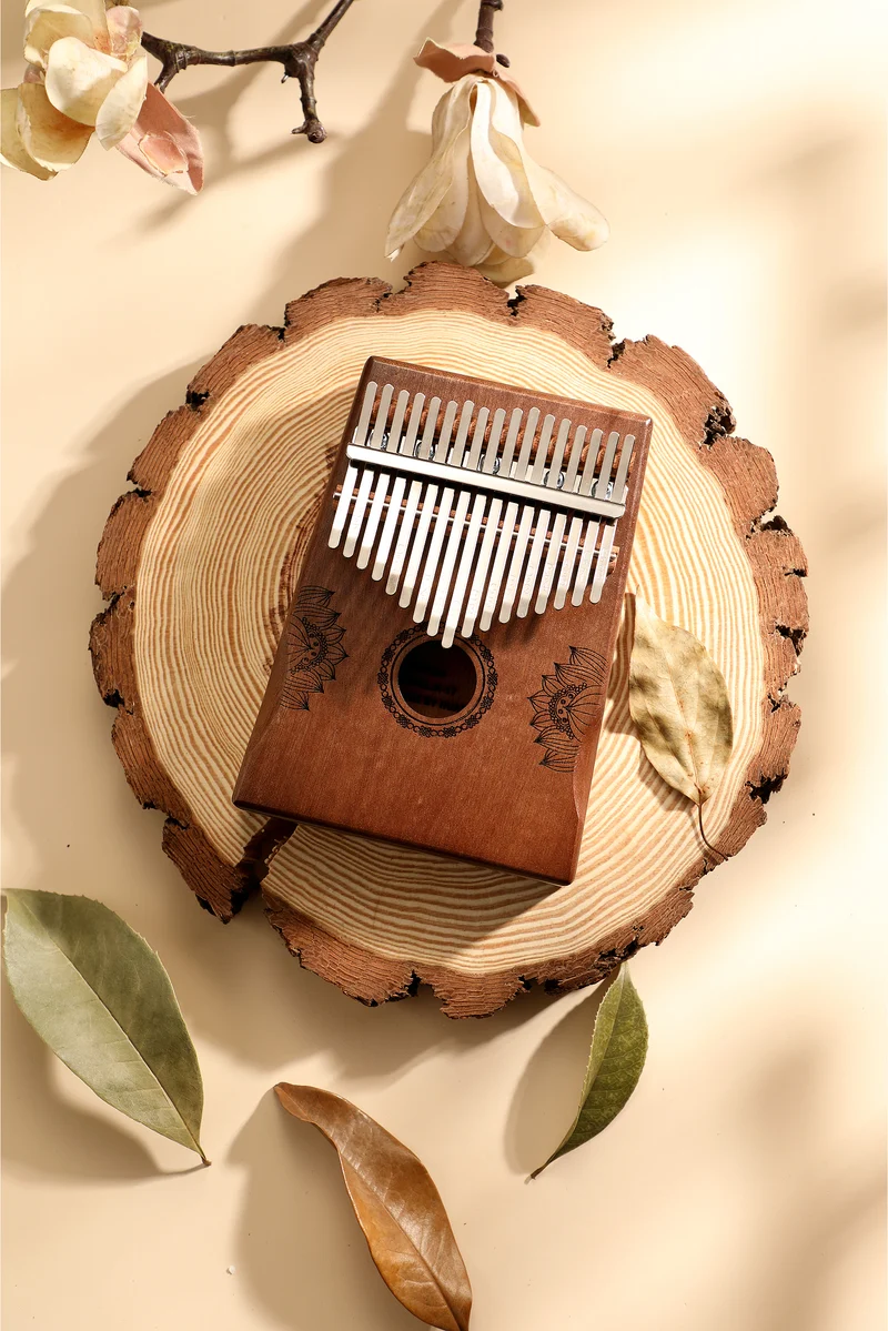 Hluru Huashu 17 Key Hollow Kalimba Lotus Mahogany Wood Thumb Piano