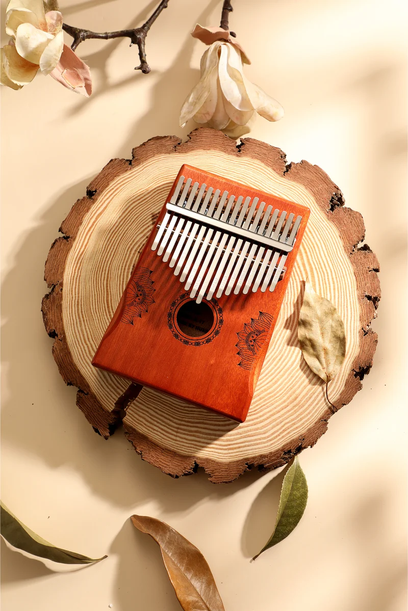 Hluru Huashu 17 Key Hollow Kalimba Lotus Mahogany Wood Thumb Piano