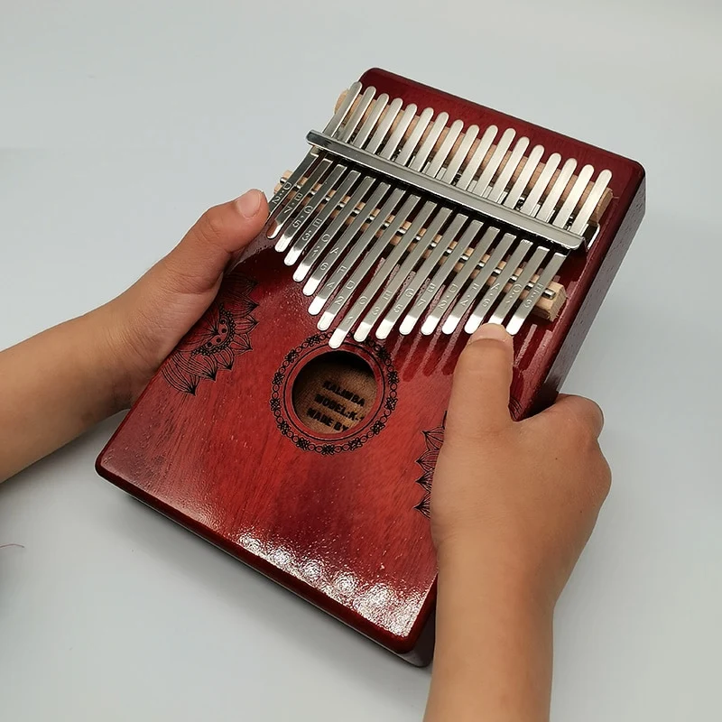 Hluru Huashu 17 Key Hollow Kalimba Lotus Mahogany Wood Thumb Piano