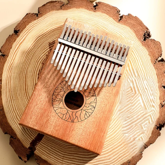 Hluru Huashu 17 Key Hollow Kalimba Lotus Mahogany Wood Thumb Piano