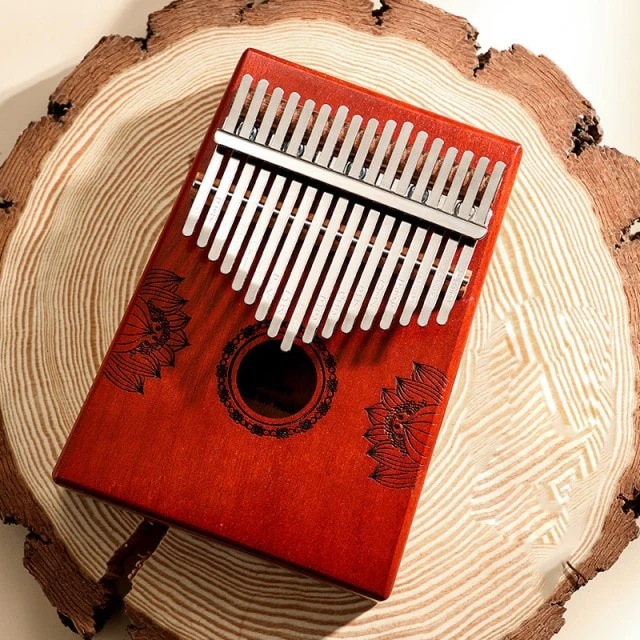 Hluru Huashu 17 Key Hollow Kalimba Lotus Mahogany Wood Thumb Piano