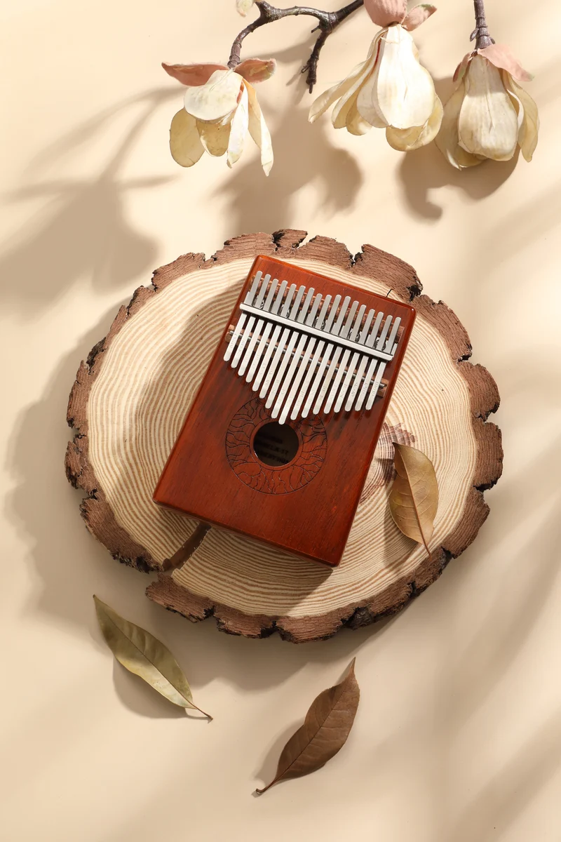 Hluru Huashu 17 Key Hollow Kalimba Lotus Mahogany Wood Thumb Piano