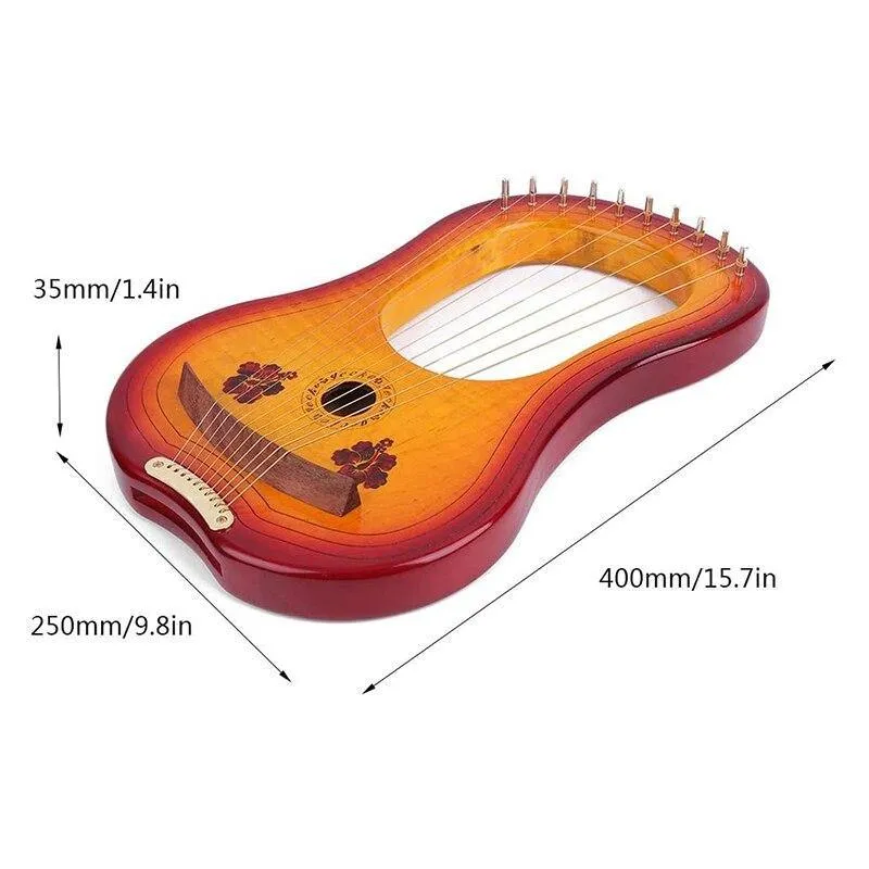 GECKO 10-15-String Lyre Harp Canada MAPLE/Mahogany Wooden