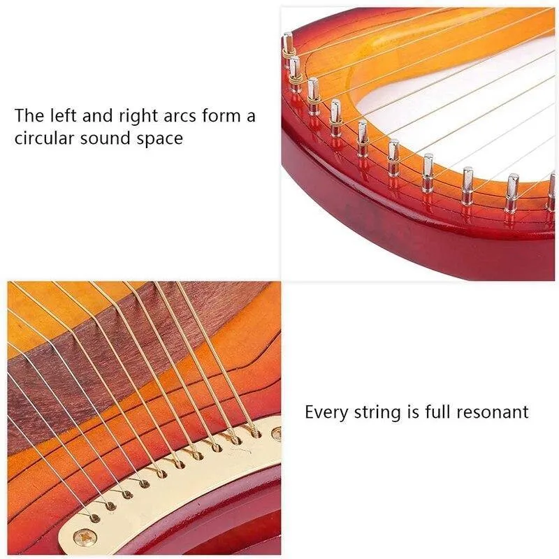 GECKO 10-15-String Lyre Harp Canada MAPLE/Mahogany Wooden