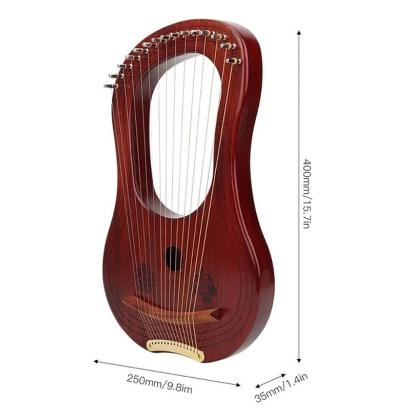 GECKO 10-15-String Lyre Harp Canada MAPLE/Mahogany Wooden