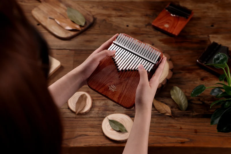 Hluru Zambian RoseWood Kalimba Flat Solid Board 21 and 17 Keys Finger Thumb Piano
