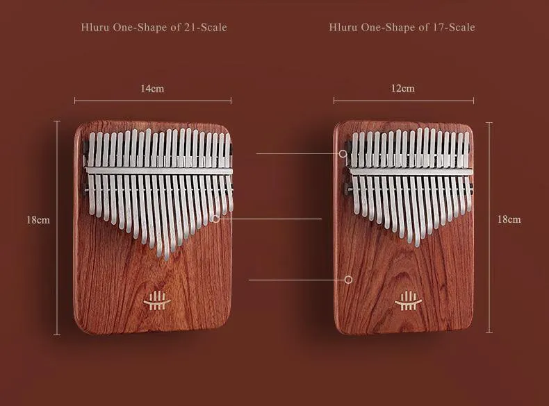 Hluru Zambian RoseWood Kalimba Flat Solid Board 21 and 17 Keys Finger Thumb Piano