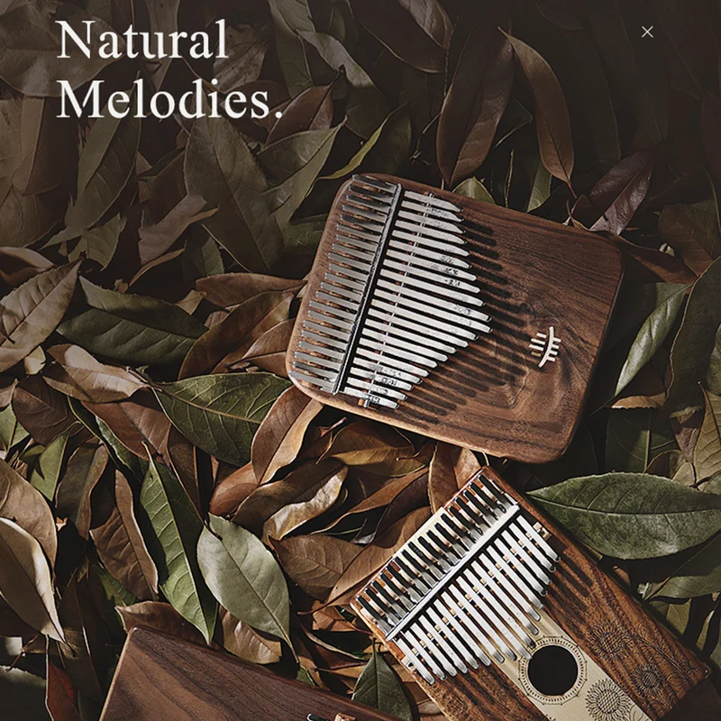 Hluru 21 Keys Black Walnut Wood Kalimba Thumb Piano With Box