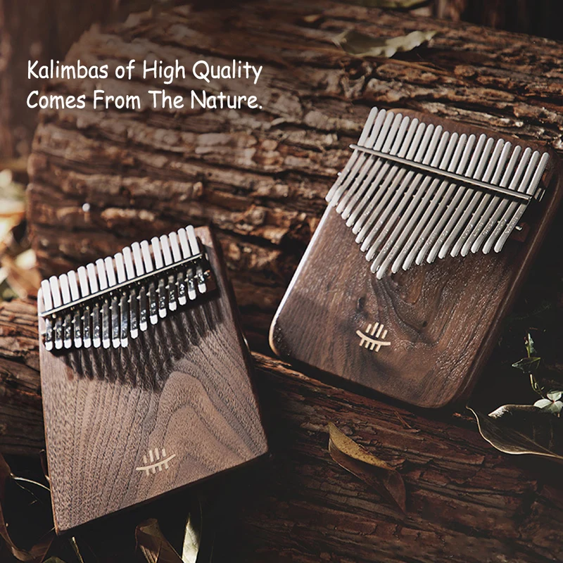 Hluru 21 Keys Black Walnut Wood Kalimba Thumb Piano With Box