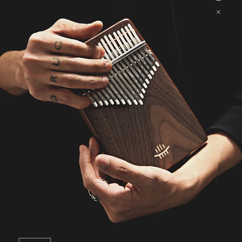 Hluru 21 Keys Black Walnut Wood Kalimba Thumb Piano With Box