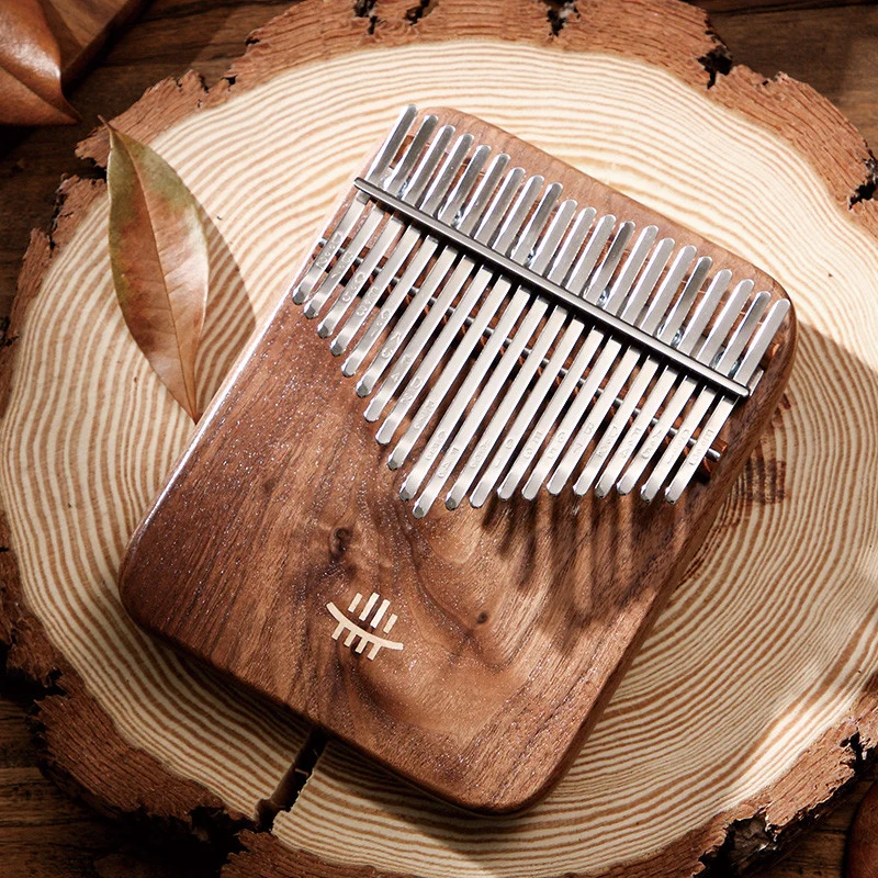 Hluru 21 Keys Black Walnut Wood Kalimba Thumb Piano With Box
