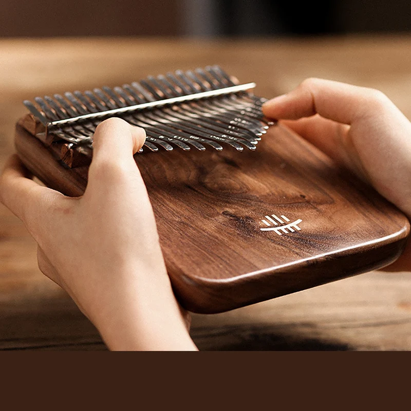 Hluru 21 Keys Black Walnut Wood Kalimba Thumb Piano With Box