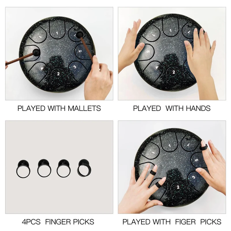Starry Tank drum 6inches 8notes AS TEMAN steel tongue drum