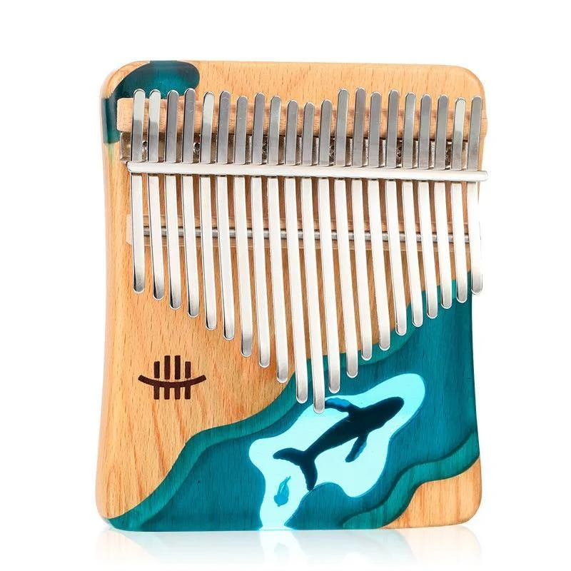 Latest 17/21 Keys Hluru Kalimba Blue Ocean Whale Dolphin