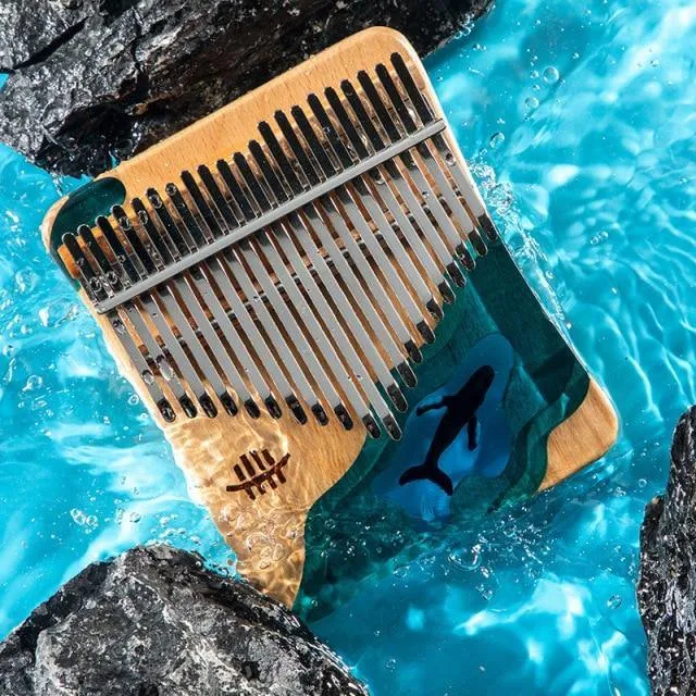 Latest 17/21 Keys Hluru Kalimba Blue Ocean Whale Dolphin