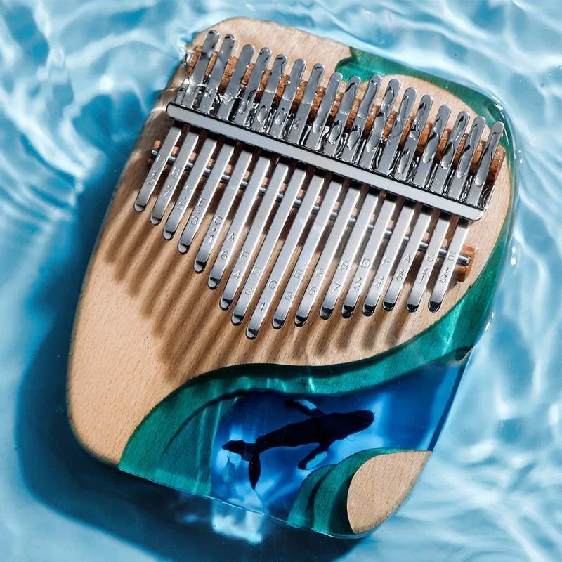 Latest 17/21 Keys Hluru Kalimba Blue Ocean Whale Dolphin