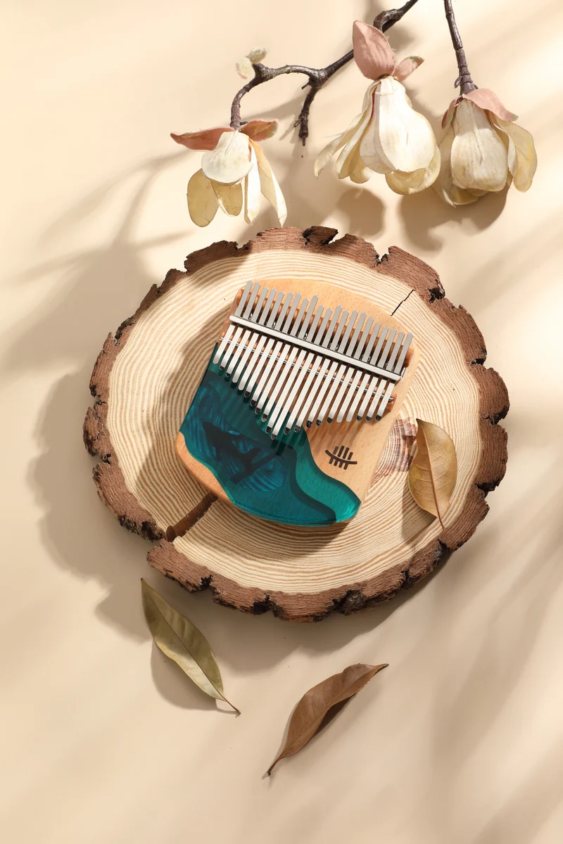Latest 17/21 Keys Hluru Kalimba Blue Ocean Whale Dolphin