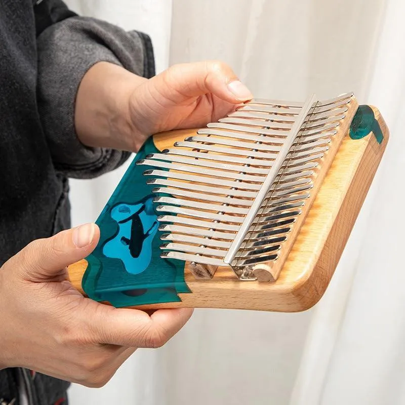 Latest 17/21 Keys Hluru Kalimba Blue Ocean Whale Dolphin