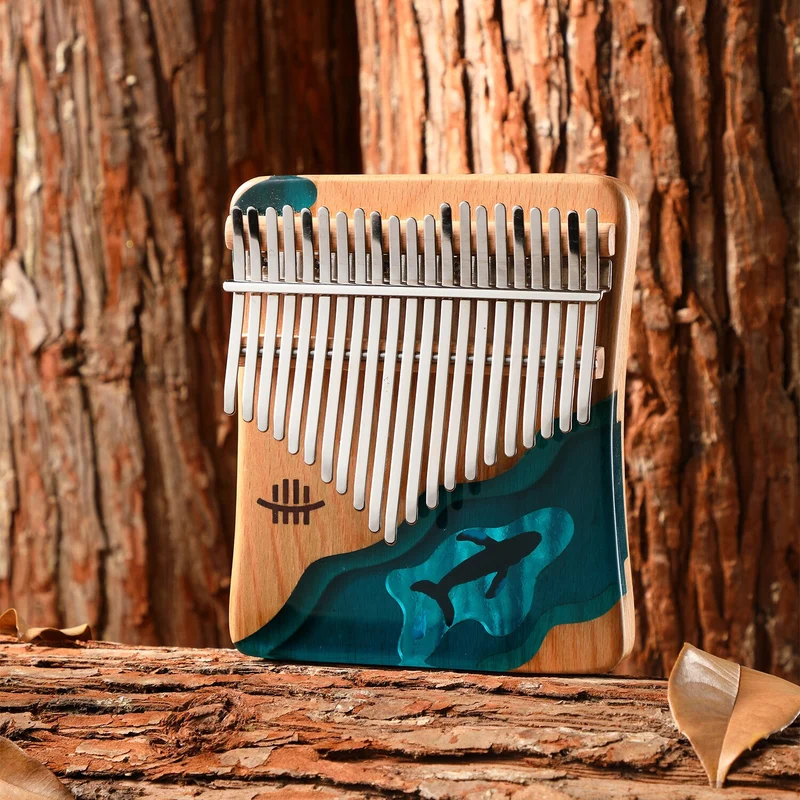 Latest 17/21 Keys Hluru Kalimba Blue Ocean Whale Dolphin