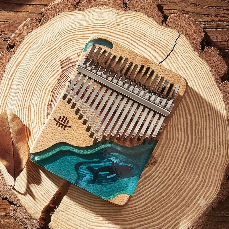 Latest 17/21 Keys Hluru Kalimba Blue Ocean Whale Dolphin