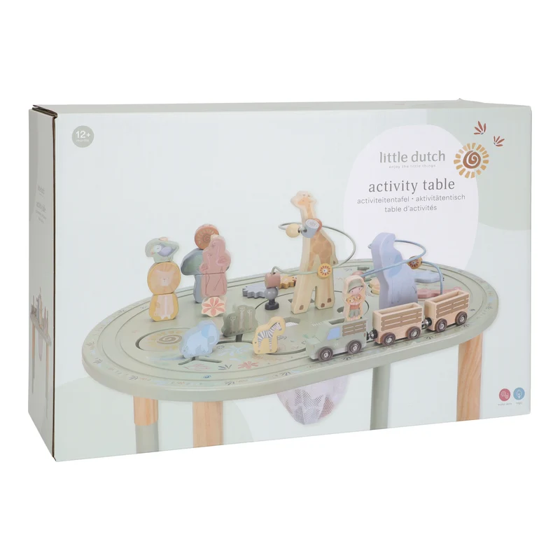 Grande table d’activités en bois Safari Friends – table d’éveil évolutive