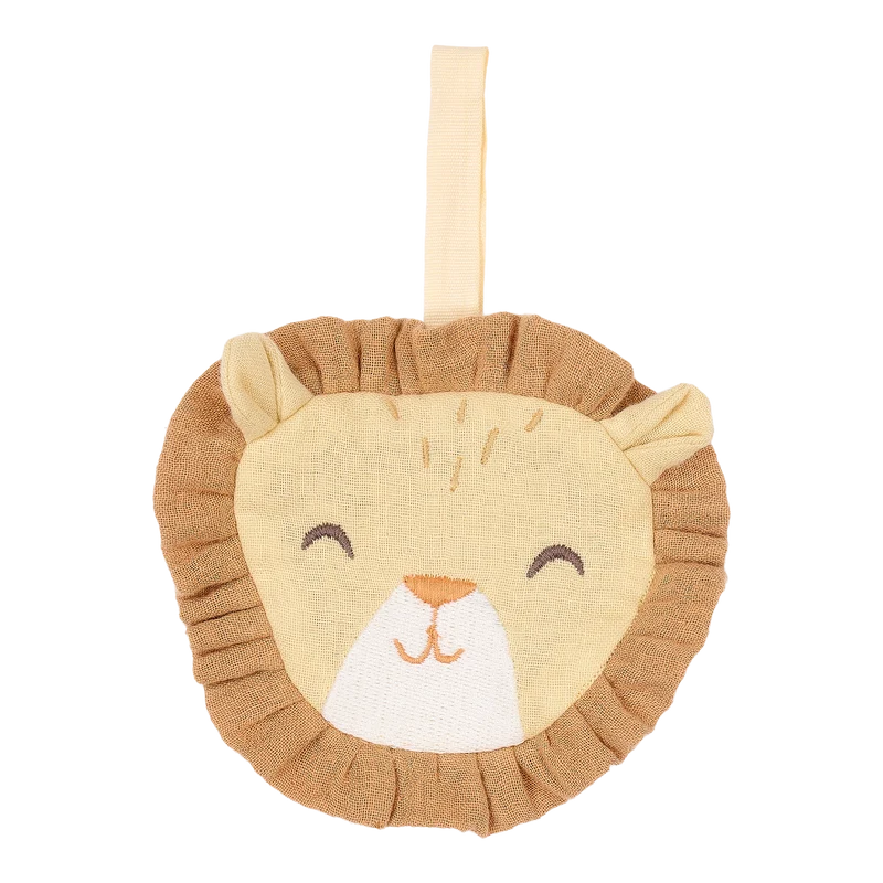 Doudou attache-tétine lion Safari Friends – gaze de coton bio
