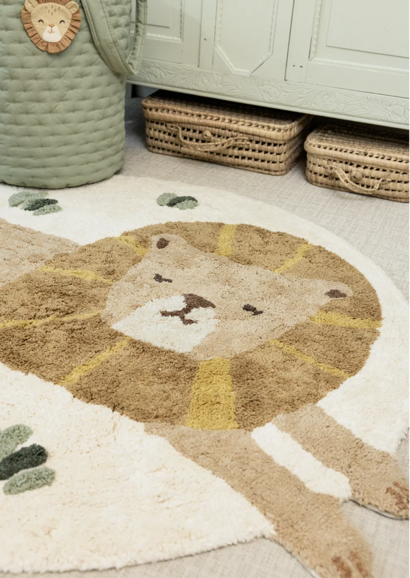 Tapis enfant lion – 117 x 110 cm en coton biologique