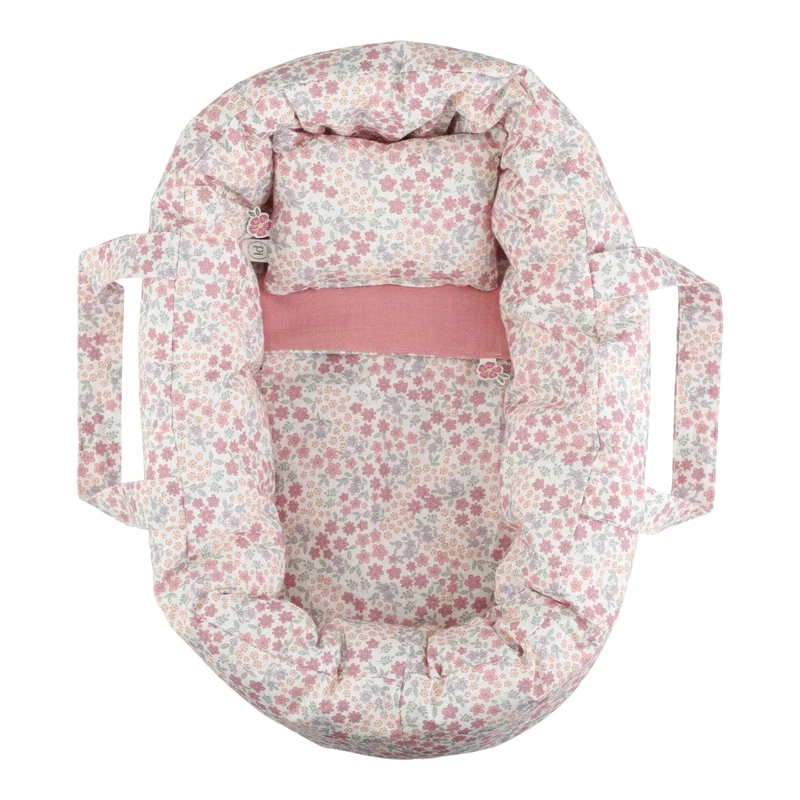 Couffin pour poupée rose – Motif floral
