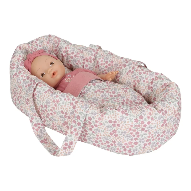 Couffin pour poupée rose – Motif floral