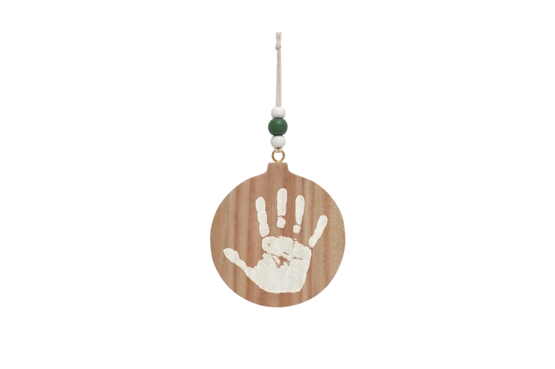Boule de Noël empreinte bébé – Bois naturel