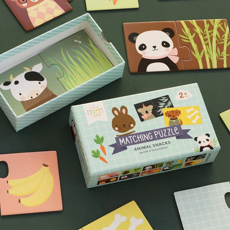 Qui mange quoi ? – Jeu d’association animaux & aliments – 10 puzzles