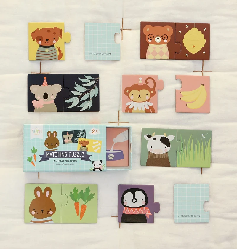 Qui mange quoi ? – Jeu d’association animaux & aliments – 10 puzzles