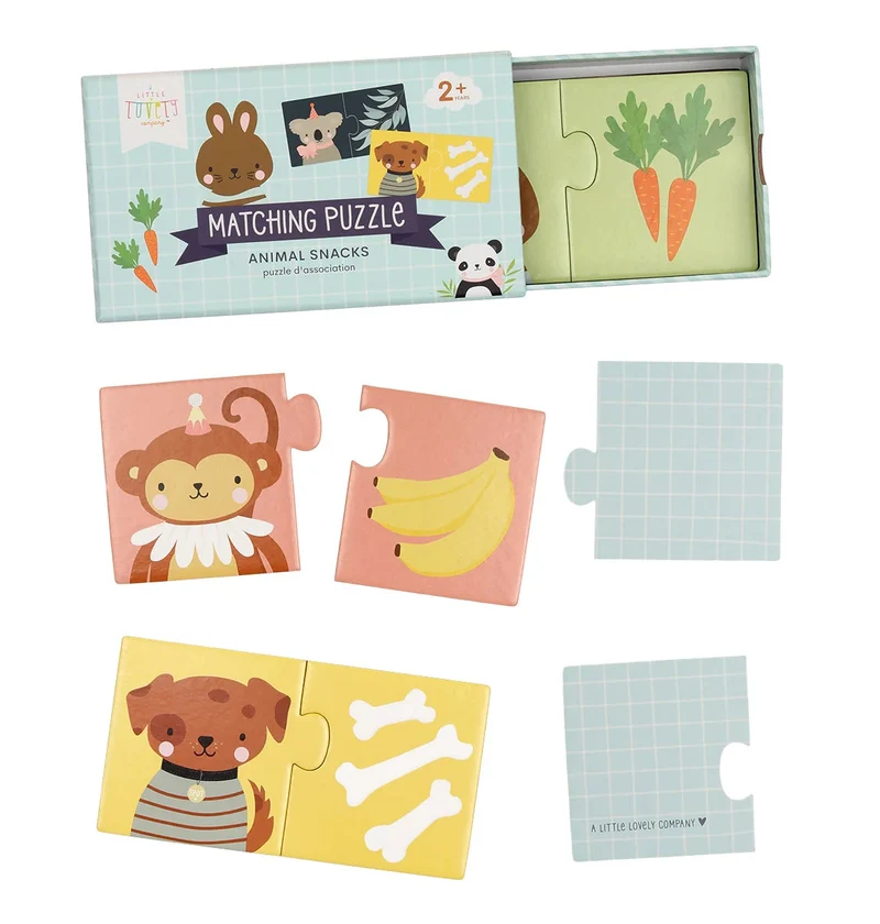 Qui mange quoi ? – Jeu d’association animaux & aliments – 10 puzzles