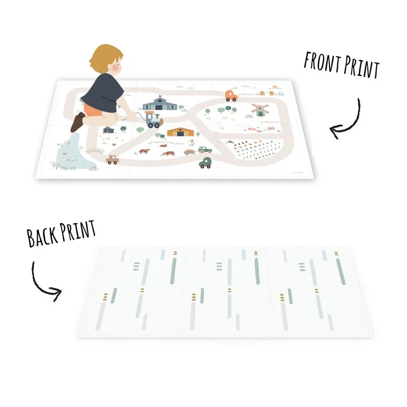 Tapis de jeu réversible 2 en 1 EEVAA ferme (120 x 180 cm)
