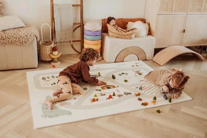 Tapis de jeu réversible 2 en 1 EEVAA ferme (120 x 180 cm)