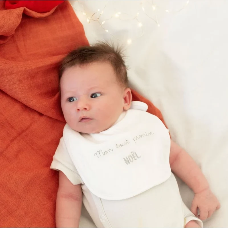Lot de 2 bavoirs naissance - premier Noël de bébé