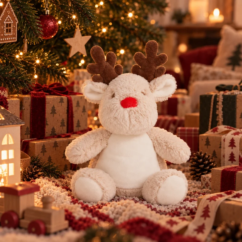 Doudou Renne de noël beige