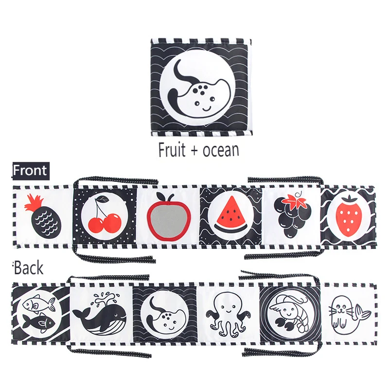 Livre tissu contrasté Noir et Blanc Montessori
