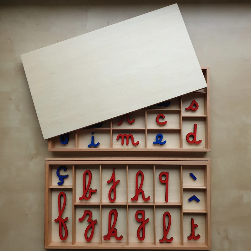Pack MONTESSORI - lettres et digrammes Mobiles Cursifs Montessori et boîtes rangement
