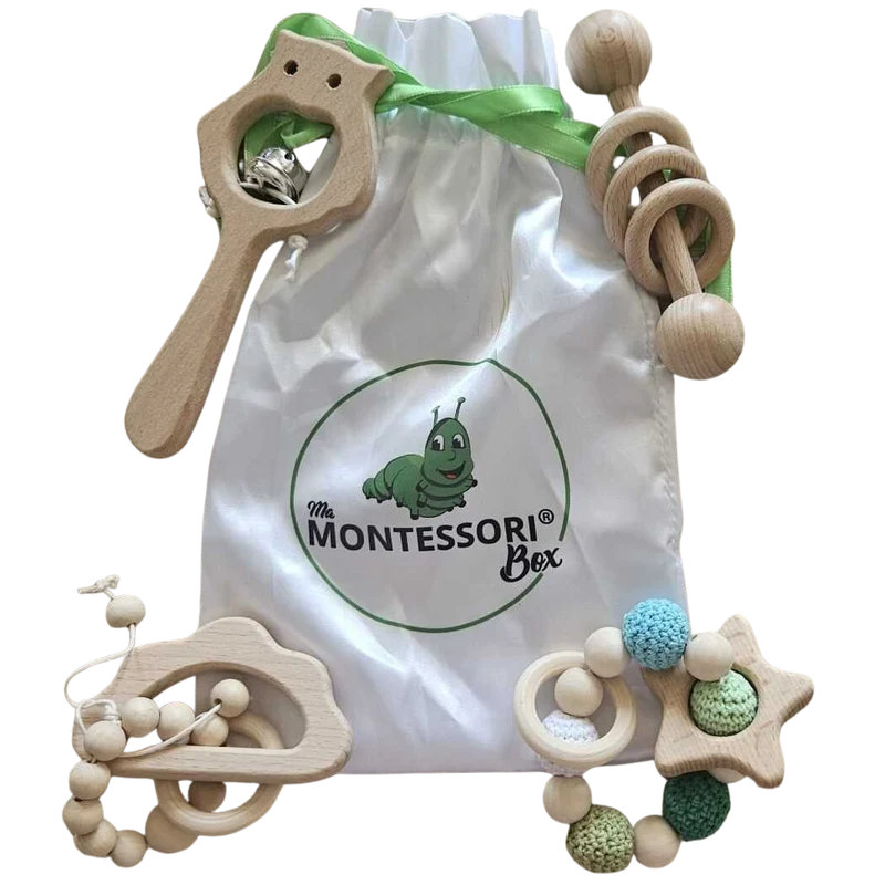 Lot de 4 hochets Montessori pour bébés