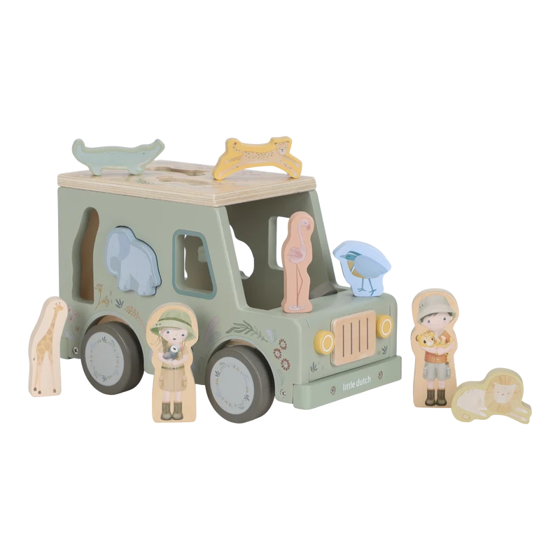 Boîte à formes voiture de safari en bois Safari Friends – jeu éducatif enfant