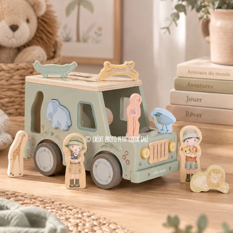Boîte à formes voiture de safari en bois Safari Friends – jeu éducatif enfant