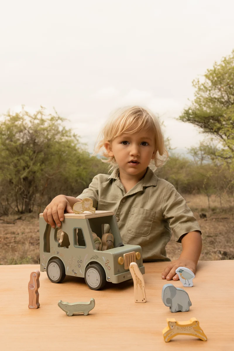 Boîte à formes voiture de safari en bois Safari Friends – jeu éducatif enfant