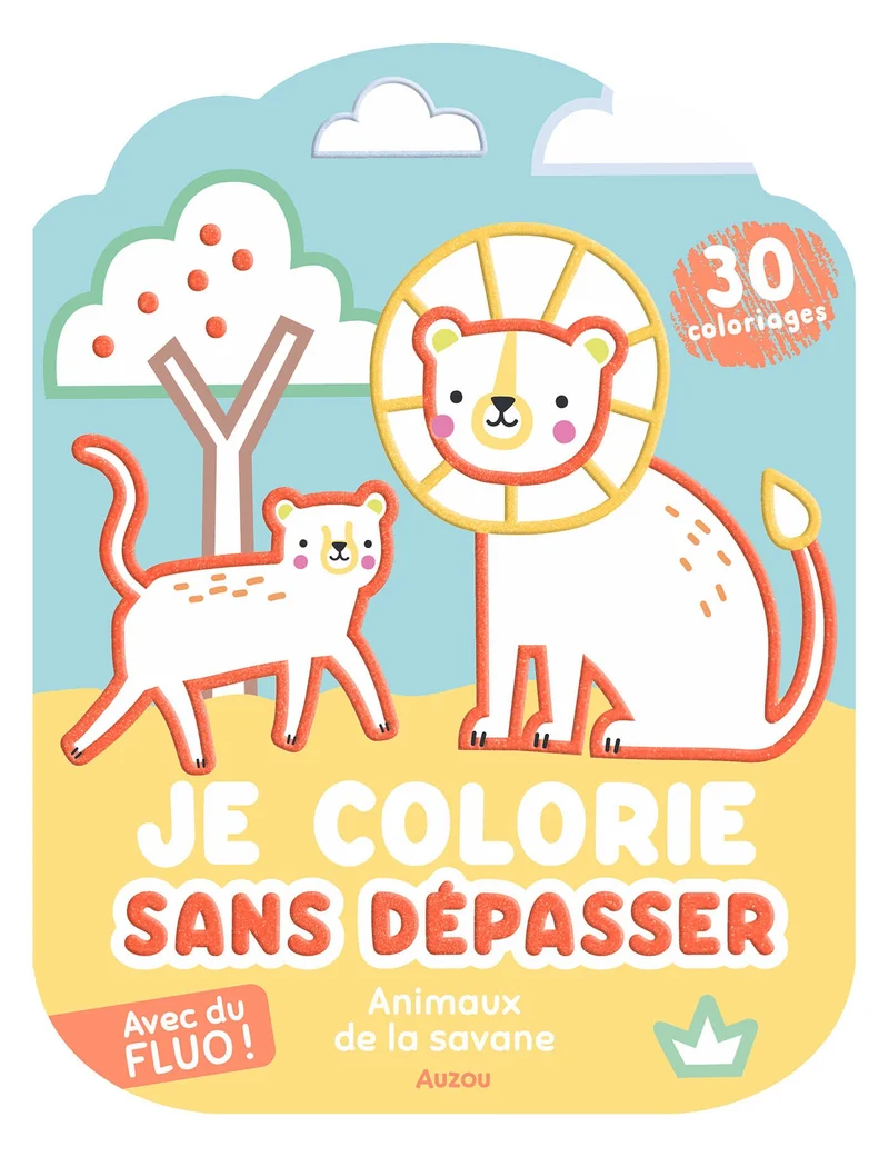 Coloriages fluo – Animaux de la savane – Dès 3 ans
